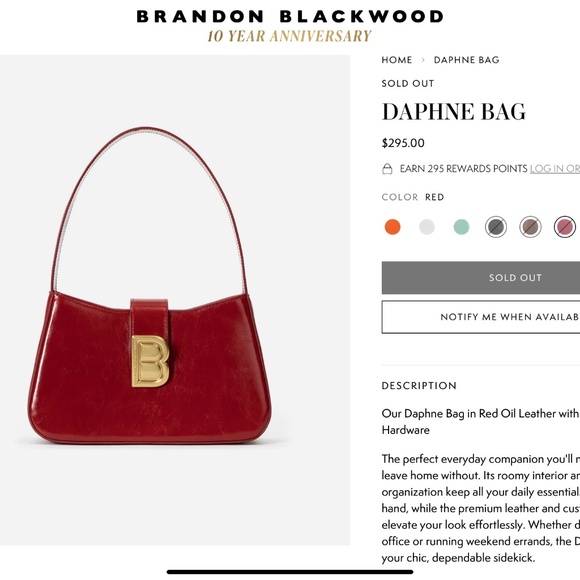 Brandon Blackwood Daphne Bag - Red - Picture 10 of 14
